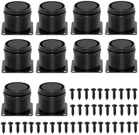 QINGYIWL 10 Stück Möbelfüße Verstellbar 50x50 mm Schwarze Metall MöBelbeine | Füße für Möbelfüße Verstellbar mit 40 Schrauben, Sofafuße, Schrankfüße, Schrankfüsse Höhenverstellbare Stellfüße Beine