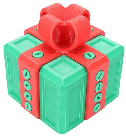 VELATEMOR Ärgerliche Geschenkbox mit Schrauben, das nervige Geschenk, Puzzle-Box, Spielzeug, 3D-Druck, lustiger Witz, Überraschung, Neuheit, Geldkartenhalter, für (rot + grün)