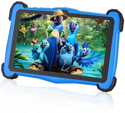 EagleSoar Kinder Tablet 7 Zoll Android 15, Tablet Kinder mit 10GB RAM+64GB ROM+TF 1TB, Kindersicherung, iWAWA, Octa-Core, 4000mAh, 2.4G/5G WiFi, BT 5.0 (Blau)