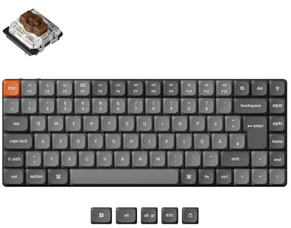 Keychron K3 Max kabellose mechanische Tastatur, 2,4 GHz/Bluetooth 5.1, programmierbar mit QMK/Launcher, 75%-ISO-DE-Layout, QWERTZ-Gaming-Tastatur für Mac/Windows – Gateron Low-Profile-Braun-Schalter