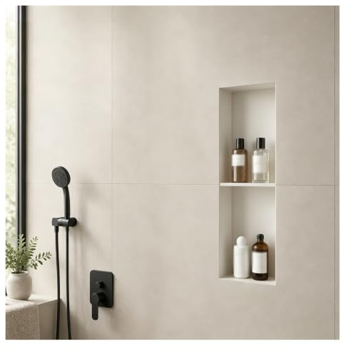 WWZHYX nicchia doccia Nicchie Per Doccia Da Incasso Bianche, Porta Shampoo Impermeabile Di Ricambio Elegante, Rientranza Nella Parete Del Bagno Senza Finiture, Aspetto(2-tiers)