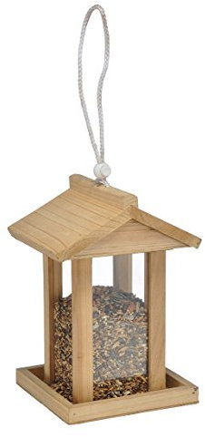 Bambelaa! Vogelfutterhaus Vogelhaus Futterstation Vogelhäuschen Vogel futterhäuschen Holz Aufhängevorrichtung ca. 14,5 x 14,5 x 22cm Wildvogel