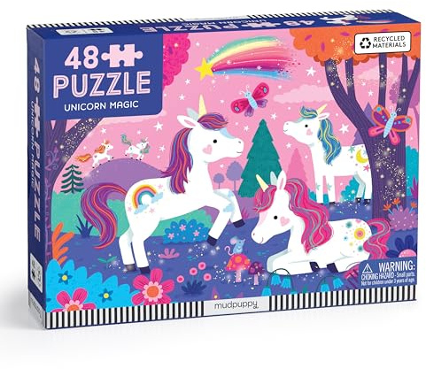 Unicorn Magic 48 Piece Puzzle | Ab 3 Jahren, Illustration von Einhörnern, die einen verzauberten Wald erkunden, Familienspaß, Bildschirmfreies Spielen