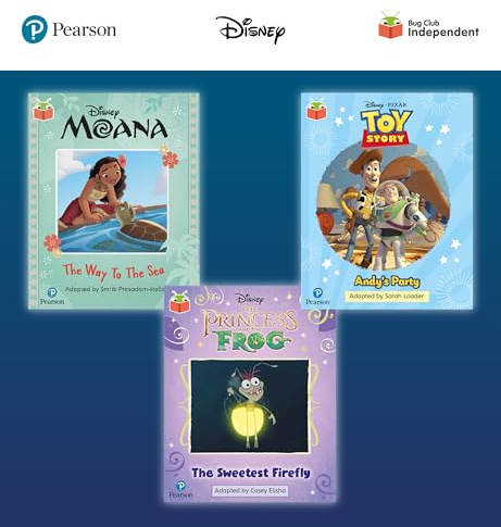Pearson Bug Club Disney Year 1 Pack E, including decodable phonics readers for phase 5; Moana: The Way to the Sea, Toy Story: Andy's Party, The Princess and the Frog: The Sweetest Firefly