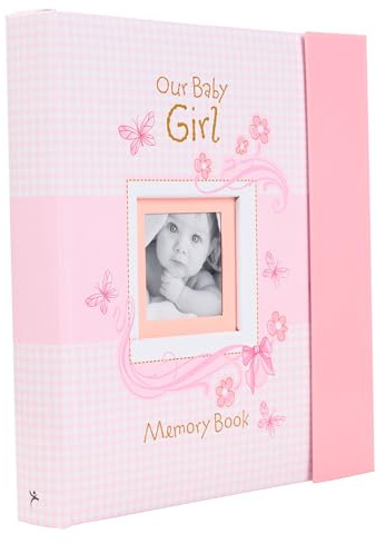 Christian Art Gifts Girl Baby Book of Memories Pink Keepsake Photo Album | Our Baby Girl Memory Book | Baby Book with Bible Verses, The First Year