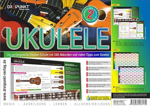 Info-Tafel-Set Ukulele: Die umfangreiche Ukulele-Schule mit 288 Akkorden und vielen Tipps zum Spielen