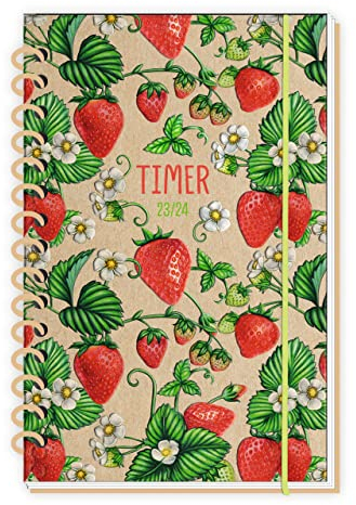 Trötsch Schülerkalender Flexi Spiralbindung Strawberry 23/24: Schulplaner Hausaufgabenheft Timer Terminkalender