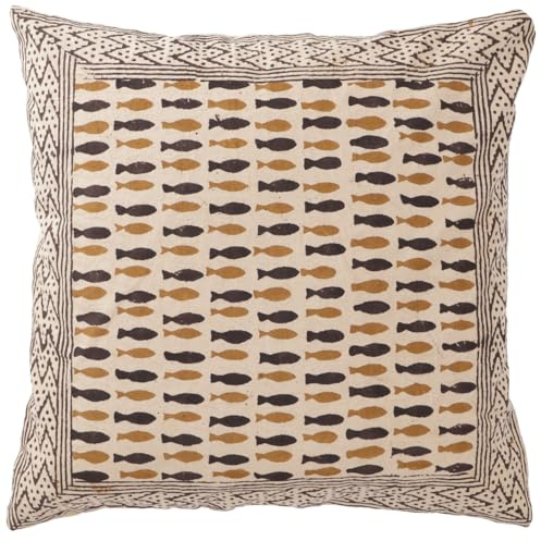 Kissenbezug Blockdruck, Dekokissen Bezug, Ethno, Muster 37, 40*40 cm | 100 % Baumwolle, traditioneller Blockdruck, Knopfverschluss aus Kokosholz, ideal für Dekoration und Komfort.