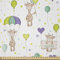 ABAKUHAUS Baby Stoff als Meterware, Infant Giraffen Fliegen, Microfaser Stoff für Dekoratives Basteln, 1M (230x100cm), Weiß Grün Lila