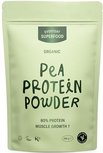 Everyday Superfood Organic Pea Protein Powder 190g, 84% Pea Protein, Unflavoured, Pre-Workout & Post-Workout, Vegan & Kosher
