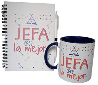 Pack DE Taza Y LIBRETA Mensaje JEFA Eres LA Mejor (Rosa)
