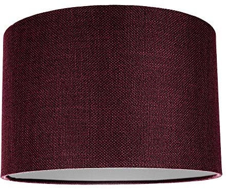 Contemporary and Sleek 12 Inch Deep Purple Natural Linen Fabric Drum Lamp Shade 60w Maximum | 30cm Diameter | for Table Lamp or Pendant by Happy Homewares