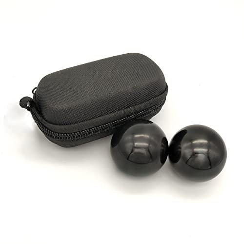 QZsteeIbaII Baoding-Fitnessball, 3,8 cm, massiver Stahl, für Gesundheit, Übung, Massage, Handball, gekocht, Schwarz, 2 Stück