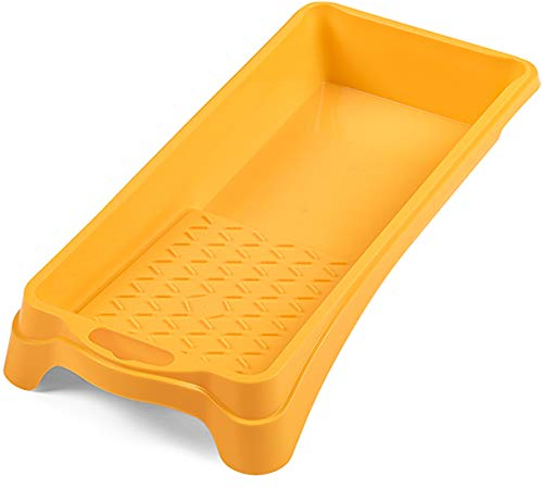 HARDY WORKING TOOLS 1x Vaschetta per verniciatura, vaschetta di verniciatura larghezza 12cm, lunghezza 25cm, vasca per verniciare, Vaschetta per vernice, Vassoi per Rulli per Pittura, plastica, giallo