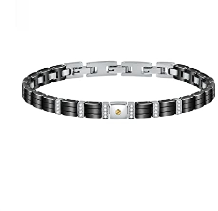 Morellato Herren Armband, GOLD Kollektion, aus Stahl, Gold 750, Kristalle, Keramik - SATM15