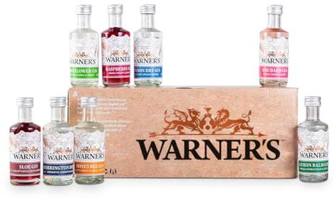 Warner’s Gin Tasting Set, Premium Dry Gin & Flavoured Gin Gift Set, Great for Gin Gifts, Gin Miniatures Gift Set, Ideal For Gin Based Cocktails Including Gin & Tonic, or a Martini, 8 x 5cl Bottles