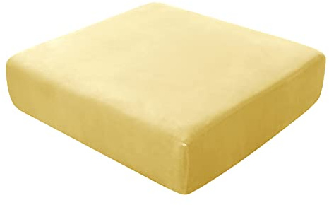 BXFUL Sofa Seat Cushion Covers, Sofa Cushion Slipcovers Stretch Velvet, Couch Cushion Covers Replacement for Individual Cushion with Elastic Fabric (Chaise lounge,Yellow)