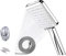Kit Soffione Doccia + Tubo Flessibile Doccia 1,5M + Staffa Supporto Da Muro, Soffione Doccia Rettangolare Colore Argento