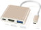 LinKAVEniR USB C auf HDMI Adapter 4K HDMI Konverter für MacBook, USB C auf USB 3.0 Hub, 3 in 1 Multiport USB C Adapter mit PD-Ladeanschluss für Laptop, Smartphone und mehr USB C Geräte (Gold)