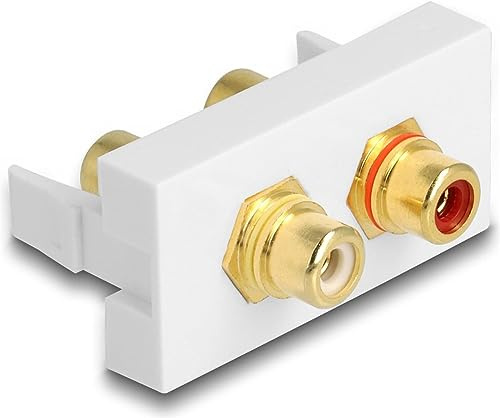 DeLOCK Easy 45 Modul 2 x Cinch Buchse, Farbring rot/weiß 22,5 x 45 mm