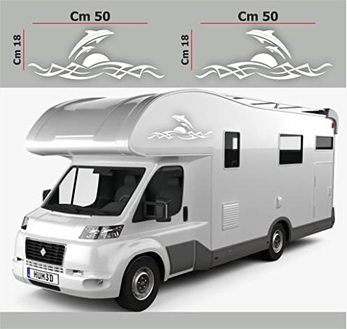 DualColorStampe Aufkleber für Wohnmobil, kompatibel mit Adria Arca Bürstner Carthago Chausson Elnagh Mclouis Caravan Motorhome Wohnwagen COD.0207 (weiß)