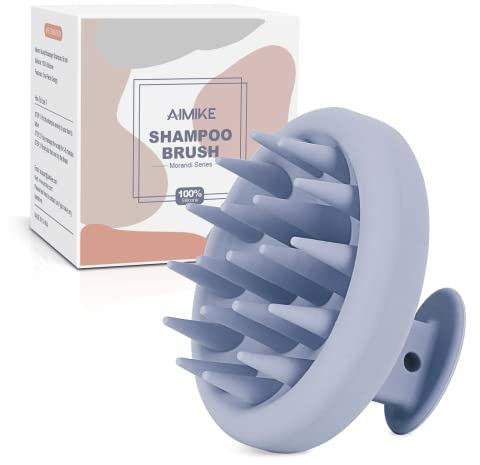 AIMIKE Massaggiatore Cuoio Capelluto(Bagnati e Asciutti),Silicone Scalp Massager per Shampoo e Massaggiatore Testa,Pulizia profonda e Esfoliazione Delicata,Stimola la Crescita Capelli,Blu