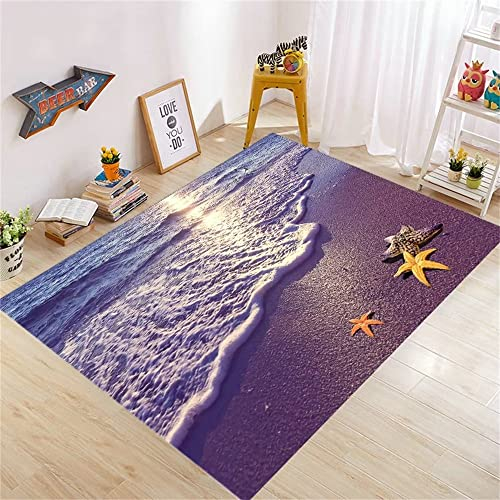 RUGMRZ Schöne Deko Strand Muster Wohnzimmer Schlafzimmer Dekorative Zimmer deko für Balkon Teppich lila Balkon Teppich Outdoor teppiche schöne deko esszimmer140x200CM