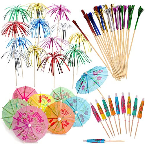 150 Piezas Decoraciones De Cóctel, Waldspring Bebidas De Decoración De Cóctel, Accesorios Cóctel Sombrillas De Papel, Sombrillas De Cóctel De Colores