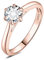 JewelryPalace 0.5ct Classic Anello Solitario Donna Argento 925 con Creato Moissanite, Diamante Simulato Anelli con Pietra Rotonda, Semplice Fedine Fidanzamento in Oro Rosa Set Gioielli Donna 17