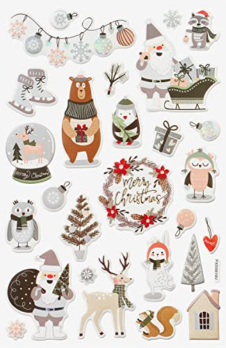 HobbyFun Sticker Merry Christmas 27 Stk Aufkleber PVC Motivgröße 1.3-7.7 cm Weihnachten selbstklebend