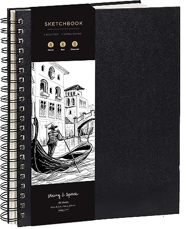 Skizzenbuch für Künstler, gebunden, DIN A5 – sehr festes Papier, 200 g/m² – spiralgebundenes Skizzenbuch für Kinder und Profis für Zeichnungen – 14.5 cm x 21.5 cm, 40 Bögen / 80 Seiten