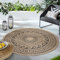 HomebyHome In & Outdoor Teppich Wetterfest Rund 160 cm Schwarz, Sisal und Jute Optik Balkon Teppich Wasserfest - Teppich Küche, Waschbarer Greek Design Camping Garten Terasse Outdoorteppich