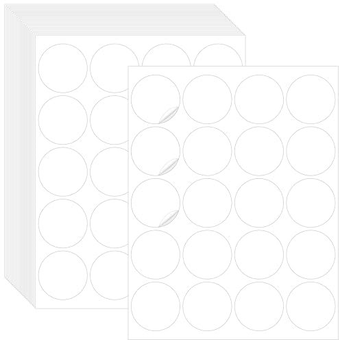500 leere runde Etiketten, 5cm wasser-/öl-/reißfest, ablösbar, rückstandslos für Organisationsprojekte, Aufbewahrungsbehälter (21,6cm x 28cm, weiß)