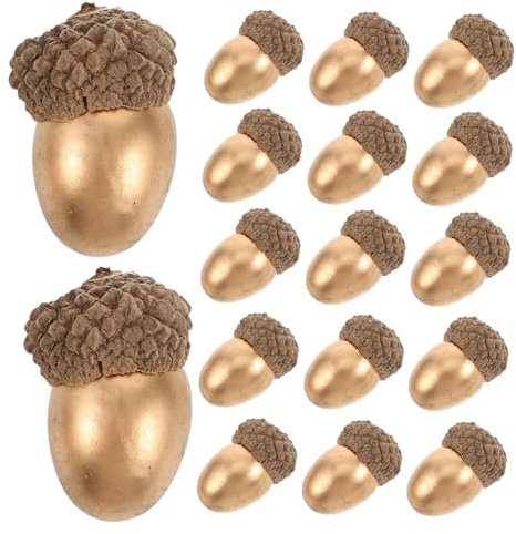 Yardwe Künstliche Eicheln Kastanien Deko 25 Stück Goldene Simulation Nüsse Vintage Fotografie Requisiten Weihnachtsdeko für Tisch Hochzeit Schaufenster Langlebig Farbintensiv