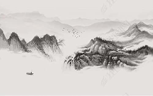 QEETapete Papier Peint Panoramique Montagne Noir Et Blanc Papier Peint 3D Tapisserie Murales Chambre Salon Décoration 150x105cm-SJJ14562