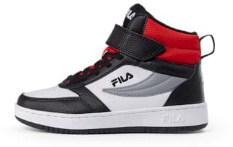 FILA REGA NF mid Velcro Kids Sneaker, White-Black Red, 35 EU