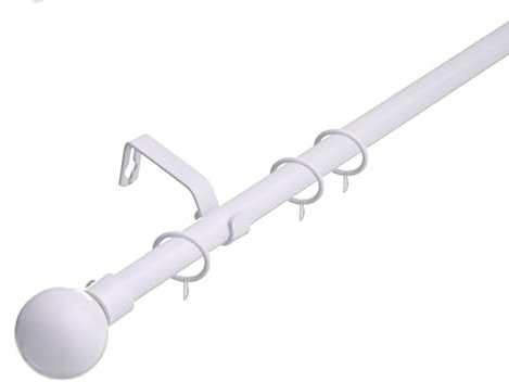 Lister Cartwright 19 mm Extendable Metal Curtain Poles Rods Voile Easy Fitting - White(Ball Finials, 210-360 cm)