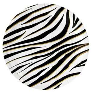 Jesters Party 8pcs Zebra Paper Plates for Party Celebration - 22.6cm Nature Themed Round Party Plates - Disposable Plates for Happy Birthday Decoration, Party Supplies, Fun Table Decorations