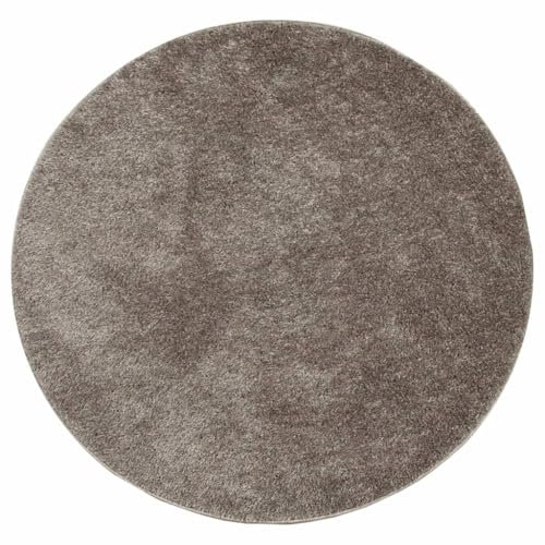 vidaXL Teppich, Wohnzimmerteppich Hochflor Langflor, Moderner Teppich Rund für Wohnzimmer Schlafzimmer, Flauschig Einfarbig rutschfest, Glänzend Grau Ø 100cm