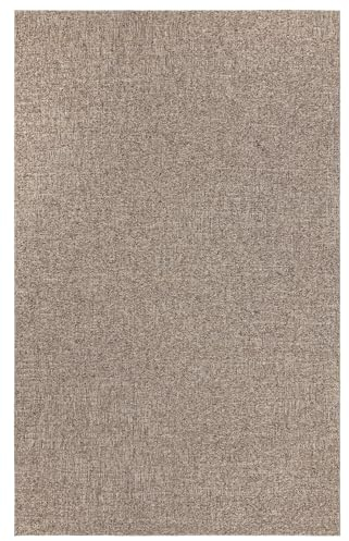 TESSO LIVING In- & Outdoor Teppich – 160 x 220 cm Beige – Wetterfest & rutschfest, UV-beständiger Kurzflorteppich – Ideal für Balkon, Terrasse, Küche & Camping