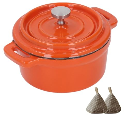Cast Iron Dutch Oven with Lids Non-Stick Ovenproof Enamelled Casserole Pot Sturdy Dutch Oven Cookware Household Kitchenware,26cm
