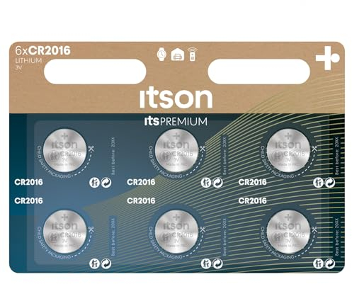ITSON CR2016 batterie a bottone al litio, 3V, confezione da 6, consigliate per chiavi di auto