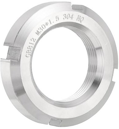 QUARKZMAN M30 x 1,5mm - 1 Stück Vier-Schlitz-Rundmutter - 304 Edelstahl Rundmutter für verschiedene Wälzlager, Industriefeld, Silber.