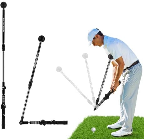AevQuas Golf Swing Training Aid, Adjustable Golf Swing Trainers Aid Golf Alignment Stick Indoor & Outdoor Foldable Training Aids Swing Trainer Golf Forearm Rotation Training for Beginner Professional