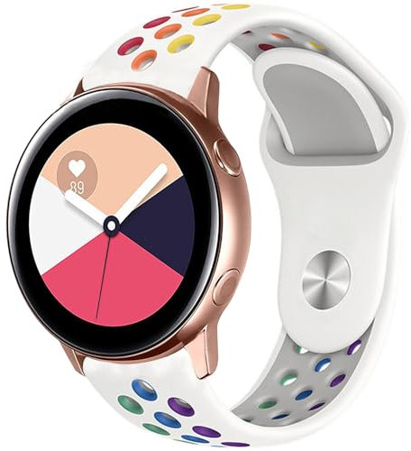 Breathable Ersatzarmband für Amazfit Bip 5 / GTR 3 / GTR 3 Pro/GTR 4, 22mm Sport Armband Uhrenarmband, Silikon Armbänder für Amazfit GTR 47mm / GTR 2 / Pace/Stratos (Whiterainbow)