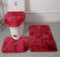 Soft Microfiber Bathroom Rugs Sets 3 Piece,Non-Slip Bath Mat Fluffy Plush Toilet Seat Cover for Bathroom,Water Absorbent Bathmat,Machine Washable (Wine Red)