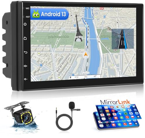 Inefala Radio Coche Android 15 2 DIN Radio Pantalla Táctil 7 Pulgadas con Navegación GPS WiFi Bluetooth Mirror Link Radio FM RDS Cámara Visión Trasera