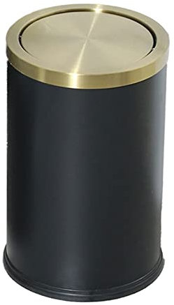 Poubelle Poubelle en acier inoxydable 9l avec couvercle pivotant, type doré avec couvercle, corbeille à déchets, cuisine domestique, salle de bains, toilettes, petite poubelle de salon Panier(Noir)