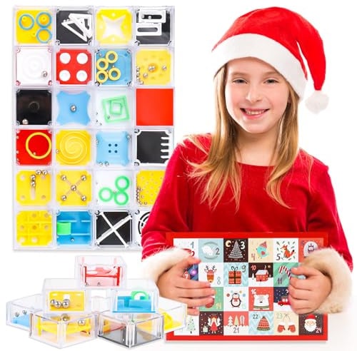 24 Stück Adventskalender 2024 Geduldsspiele,Geduldsspiel Kinder Adventskalender,Weihnachts Countdown Adventskalender Mini Denkspiel Knobelspiel Weihnachten Geschenk für Kinder