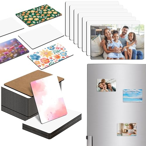 60 Stück große Sublimationsmagnet-Rohlinge, MDF, personalisierte Kühlschrankmagnete, Rohlinge, inklusive 30 rechteckigen Sublimationsrohlingen, 30 Kühlschrankmagneten, dekorative Kühlschrankmagnete,
